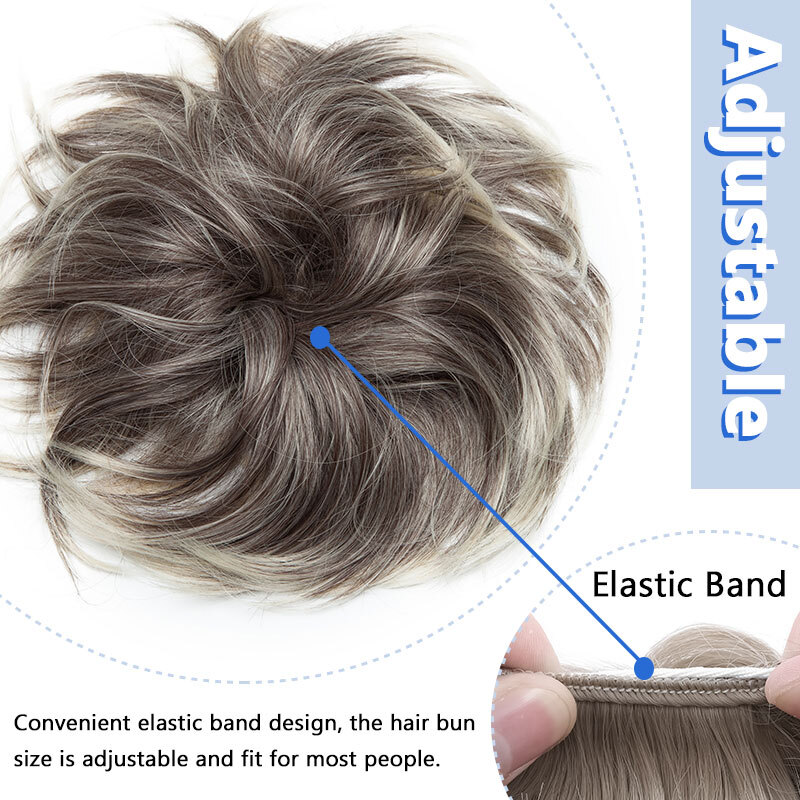 US Tousled Messy Bun Piece Scrunchie Curly Wavy Extra Thick Updo Hair Extensions