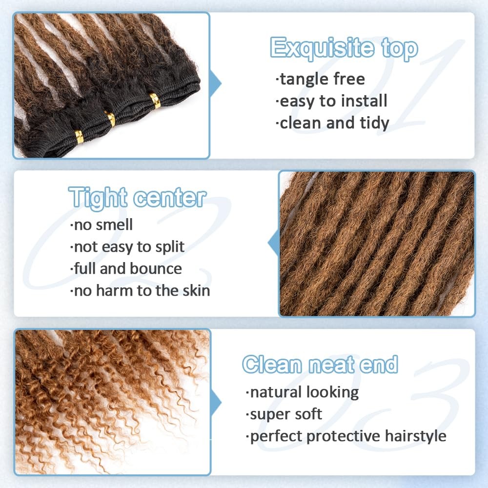 Originea 0.6Cm 6-18 Inch 100 Human Hair Dreadlock Extensions Curly Ends Loc