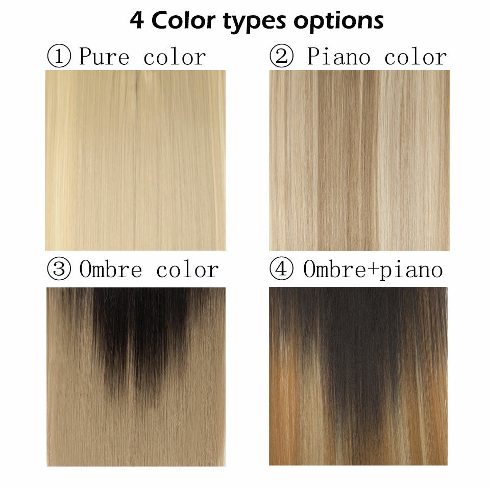 US Real Thick Smooth Clip in Hair Extensions Full Head Wavy Long as Human Ombre
