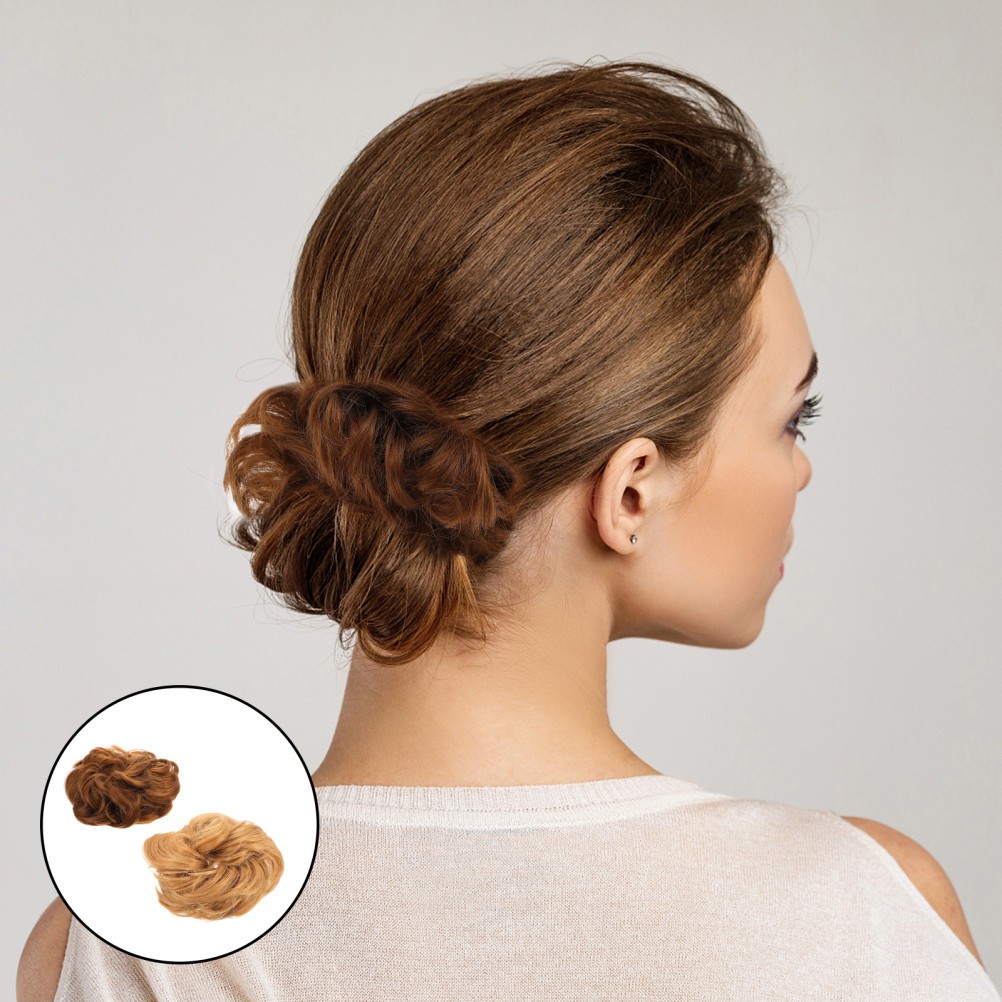 2Pcs Women Hair Pieces Durable Wig Hair Rope Tousled Messy Bun Assorted