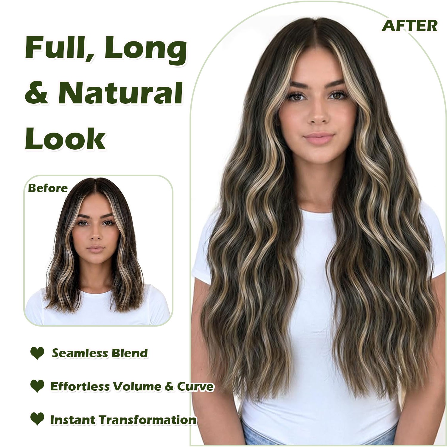 2026 Upgraded 4 PIECES Clip In 100% Real Hair Extensions Full Head as Human Hair