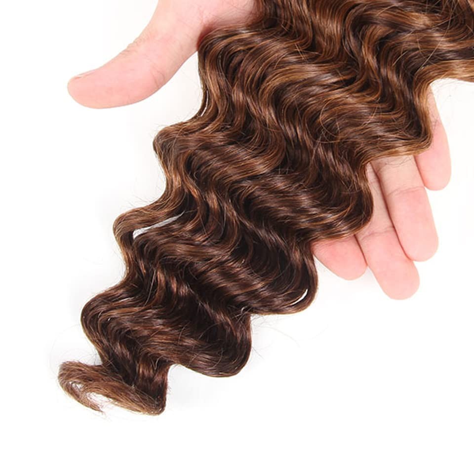 P4/30 Highlight Brown Bundles Human Hair Deep Wave Bundles 24 26 28 Inch Unpr…