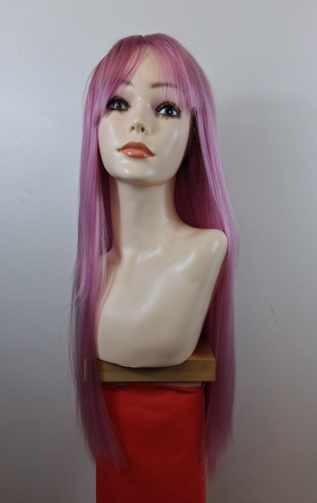 Long Straight wig with Air Bangs High Temperature Synthetic Fiber Heat Resistant