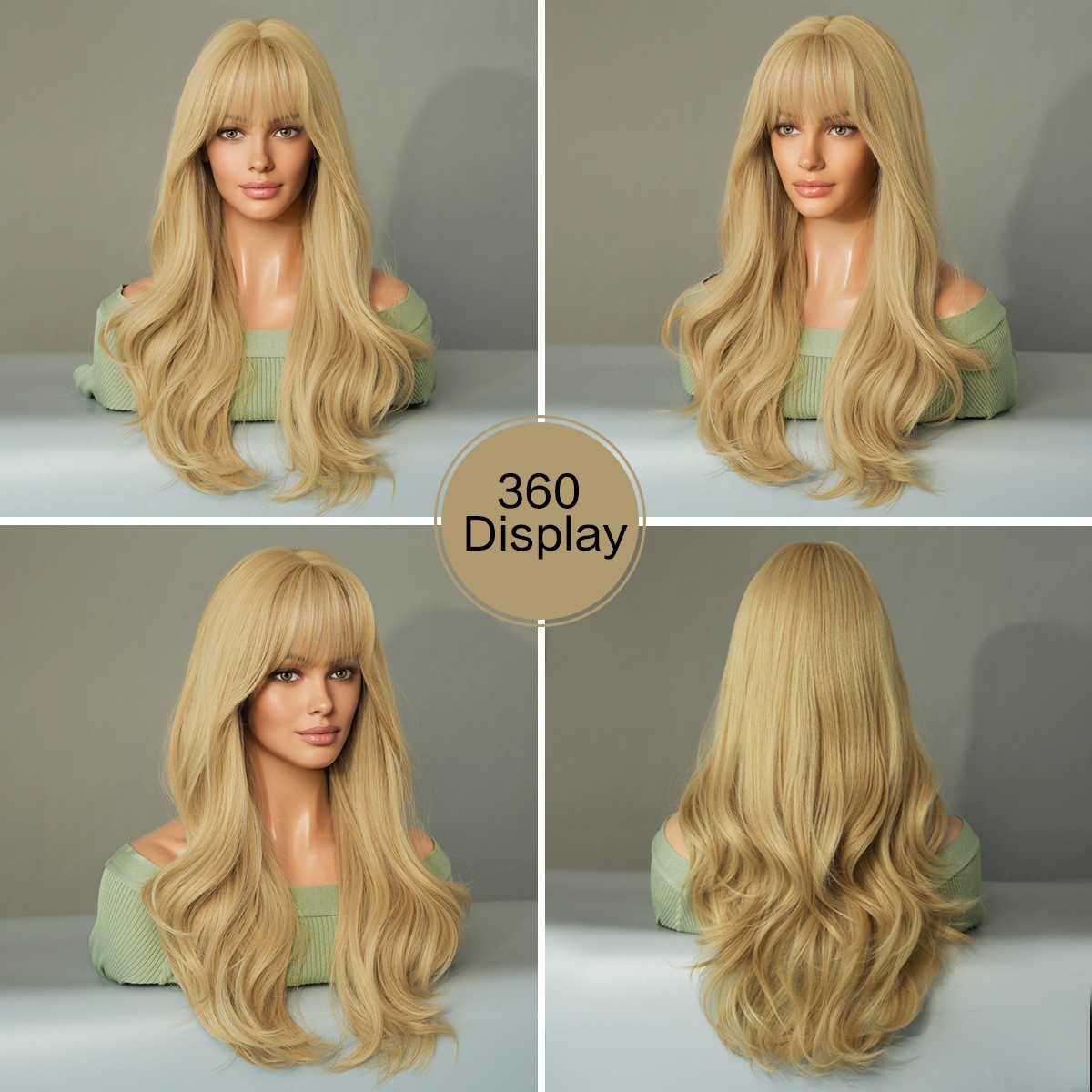 Long Blonde Wigs for Women Cosplay Party Daily Halloween Blonde Curly Wavy Wig