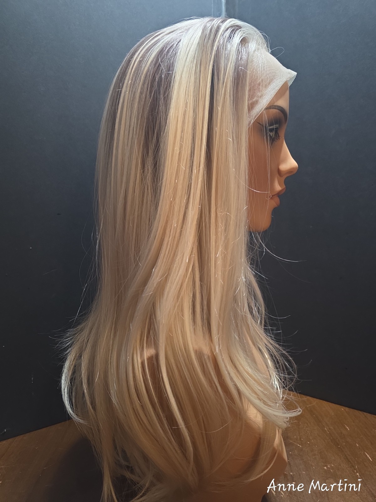CSC LUNA Lace Front Synthetic Straight Wig Layered Free-Part Blonde Long