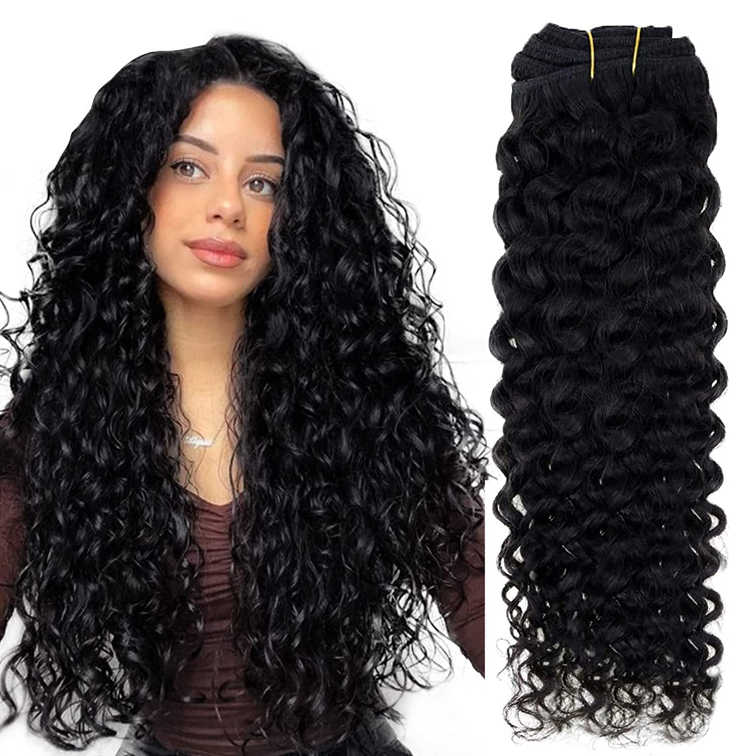 45cm to 70cm Natural Curly Clip In Extensions Human Hair 120g 7pcs Brown Black