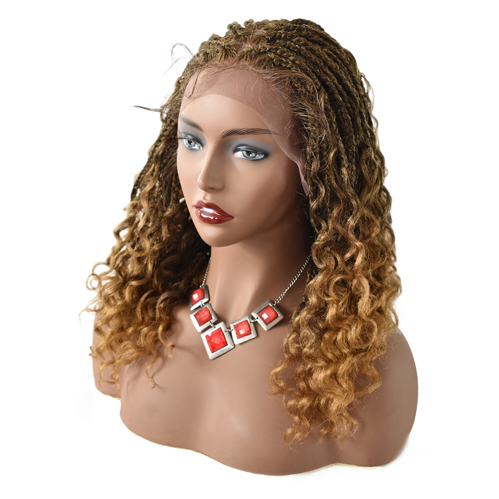 Lace Front Cornrow Hand Braided Lightweight Glueless Women Wig Synthetic Wavy US