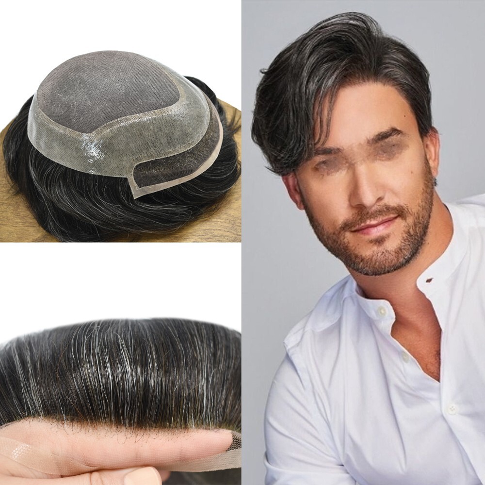 Toupee,Hair replacement,Hairpieces for men,Lace Front Fine Mono Poly Mens Wig US