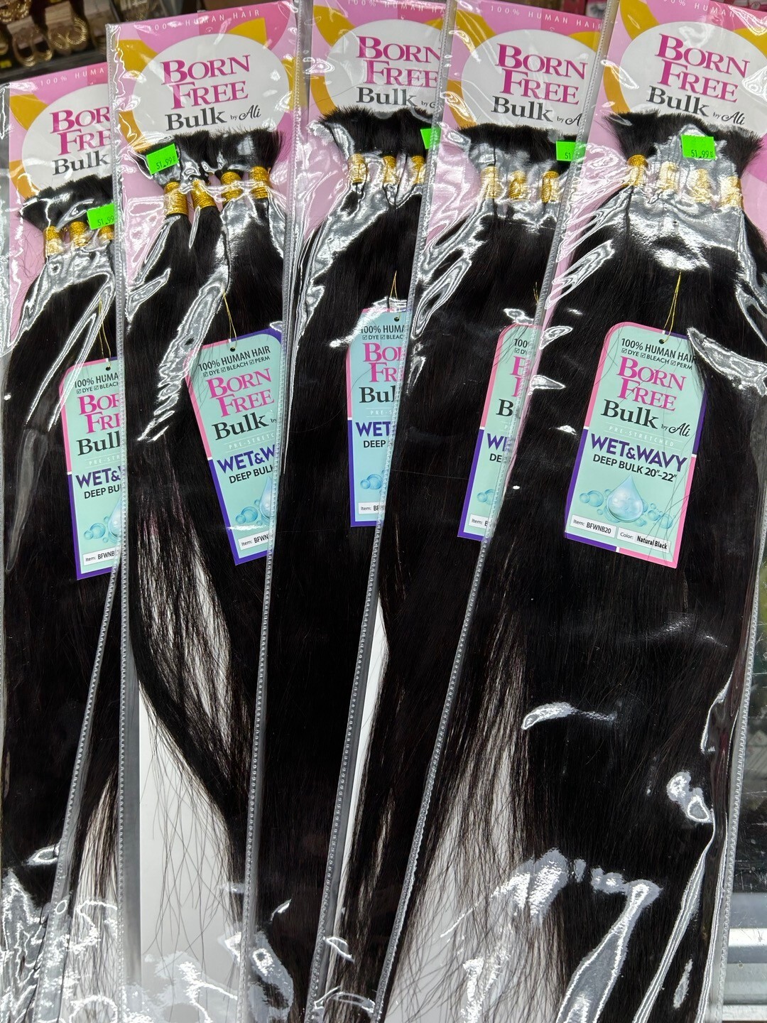 CHADE 100% HUMAN HAIR BON FREE BULK BY ALI WET&WAVY DEEP BULK 20″ NBLACK