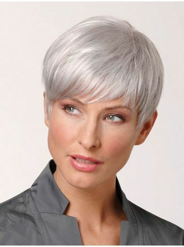 Short Pixie Cut Light White Gray Synthetic High-quality Wigs Cosplay Party New