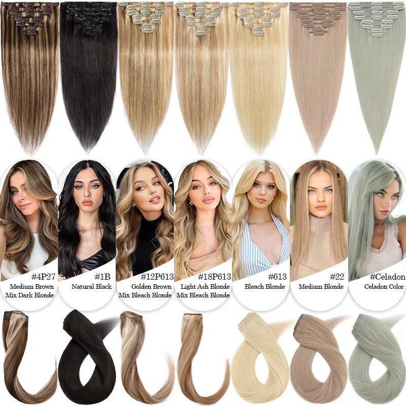 CLEARANCE Clip in Human Hair Extensions Full Head Real Remy Hair 20″22″24″ Long
