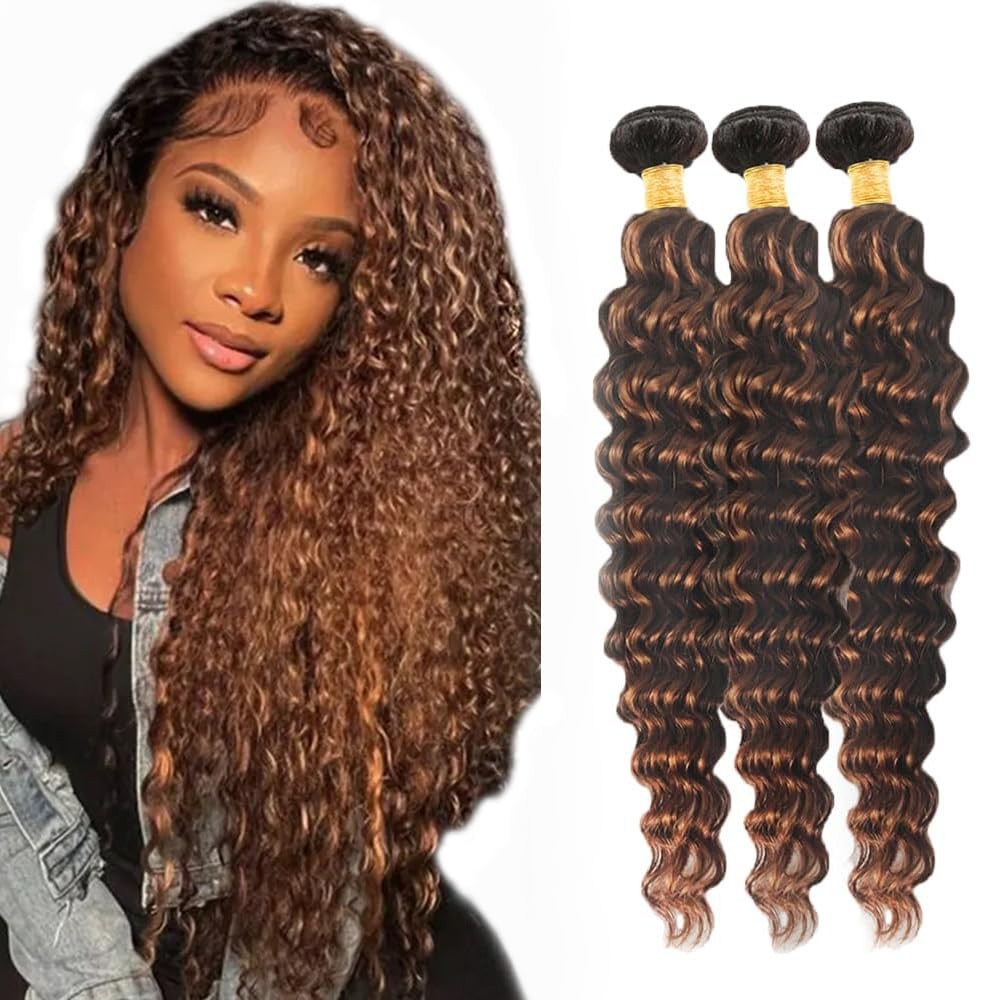 P4/30 Ombre Loose Deep Wave Human Hair Bundles 12 14 16 Inch Brazilian
