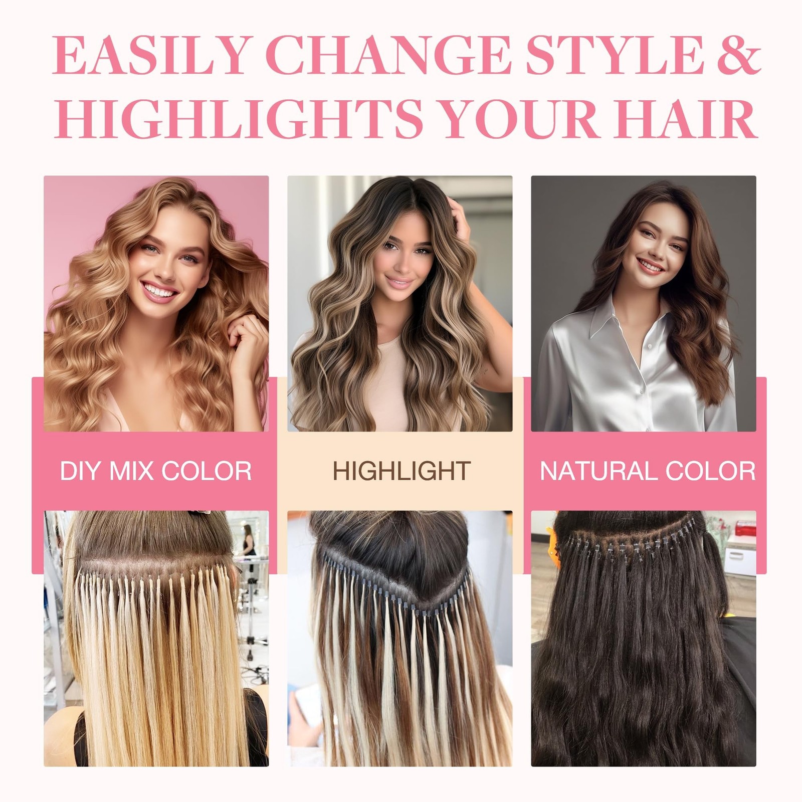 GOO GOO I Tip Hair Extensions Real Human Hair, 18inch 50g 50S, Cold… Fast Ship