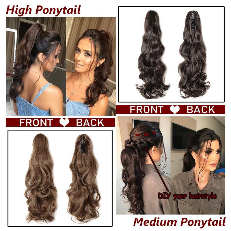 Blonde Curly Ponytail Claw Clip In Hair Extensions Pony Tail Hair-Piece As Human