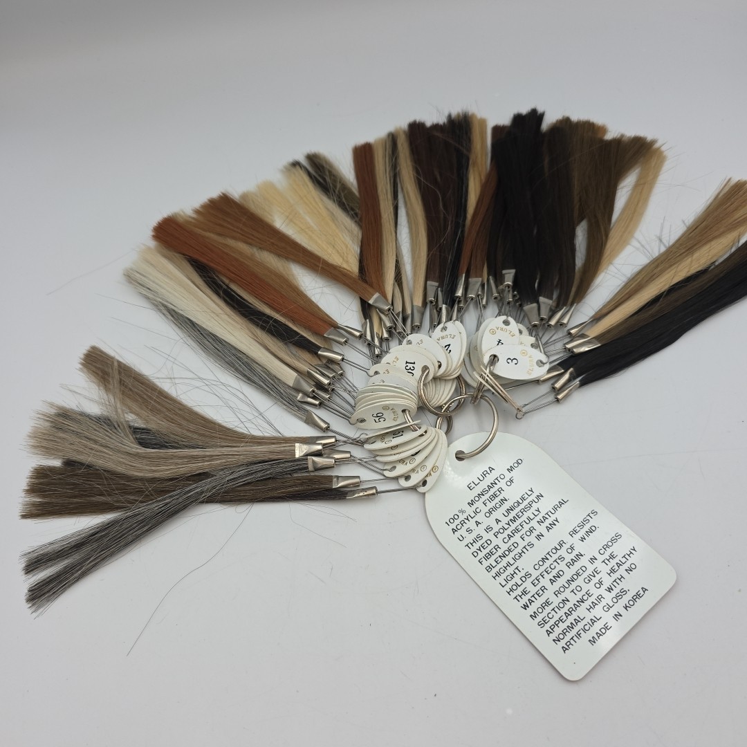 Vintage Hair Color Sample Swatch Chart Ring Wig Elura By Mosanto Acrylic Fiber
