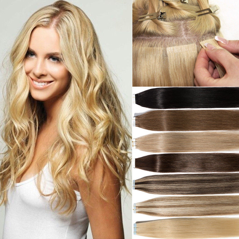 Real Remy Human Hair Extensions Tape In Skin Weft Seamless 16-26 Inch Ombre Hair