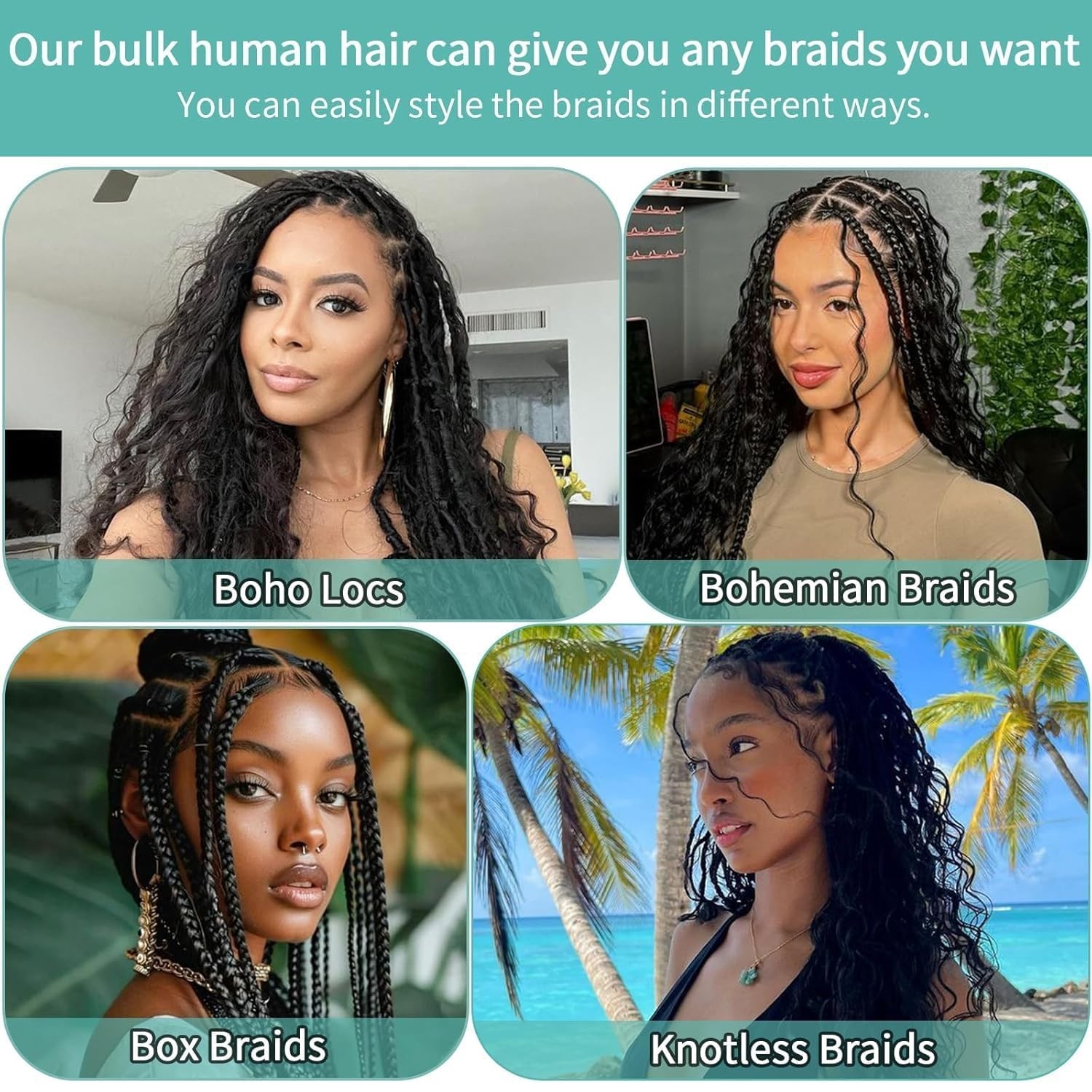 Boho Goddess Box Braids with Brazilian Curly Hair