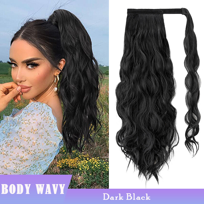 Thick Hair Ponytail Clip In as Human Hair Extensions Wrap Around Pony Tail Ombre