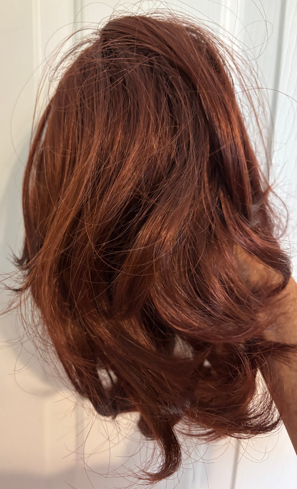 NEW Serge’s Showgirl Wigs Dark Red Wavy Clip On Partial Wig Hair Deluxe Twisty
