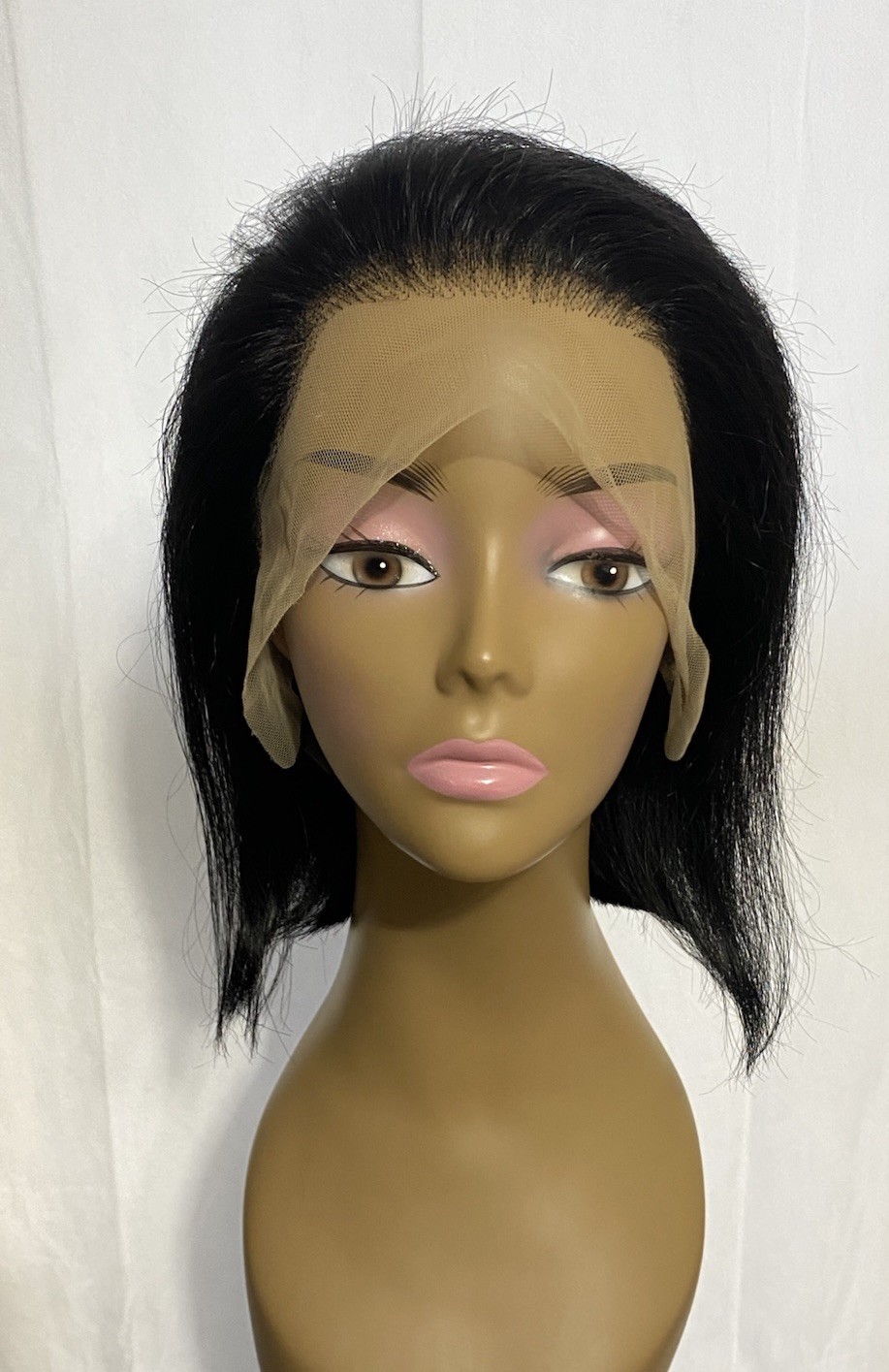 10” Glueless Lace Front Bob Wig 13×4 Pre Plucked Human Hair Black Medium Cap