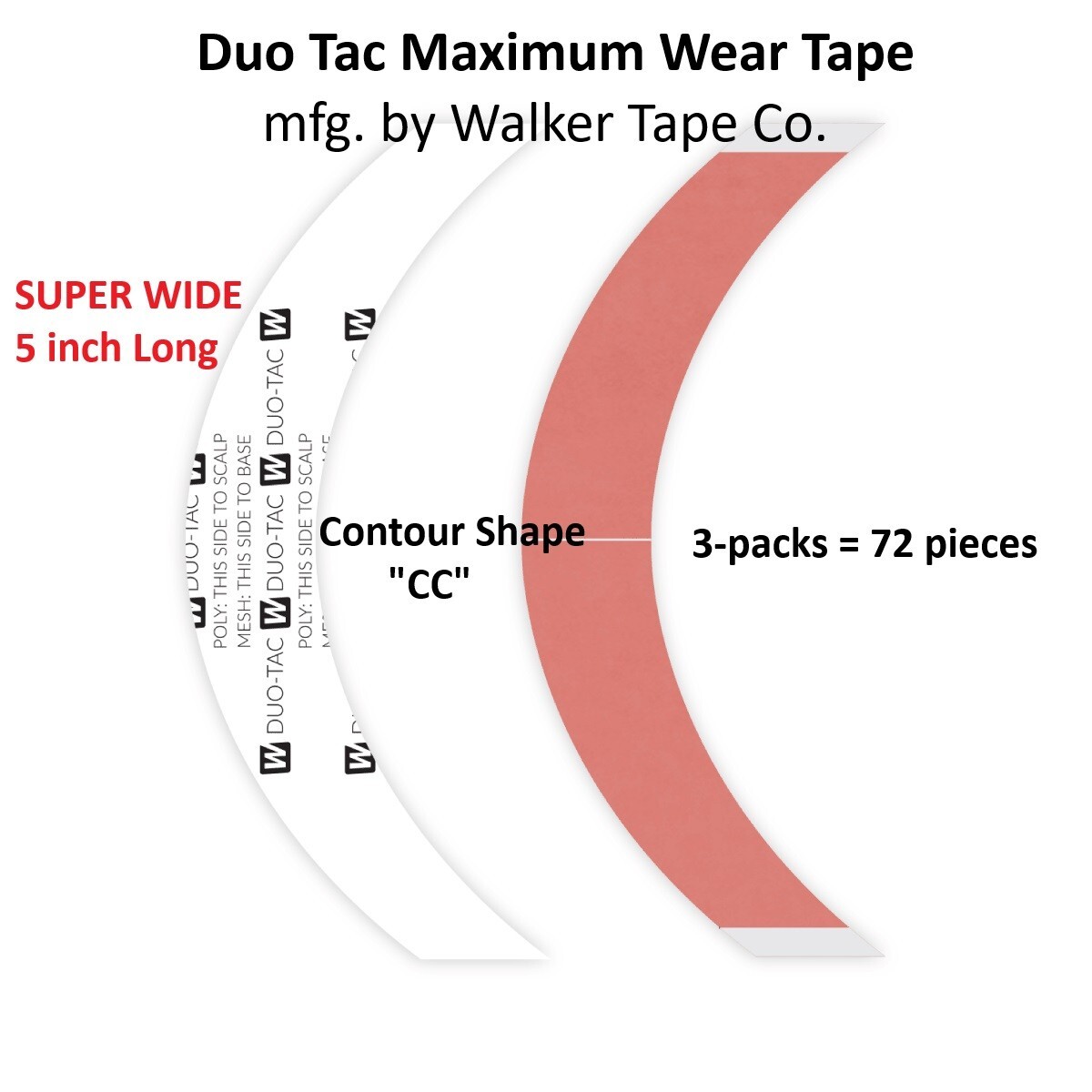 Duo Tac Maximum Wear Tape SUPER WIDE Contour shape CC 3 packs Walker Tape brand