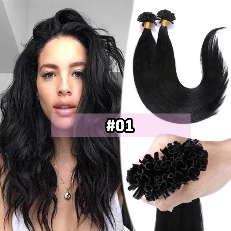 Nail U Tip Extensions 100% Remy Human Hair Keratin Glue Fusion Bonds Highlight