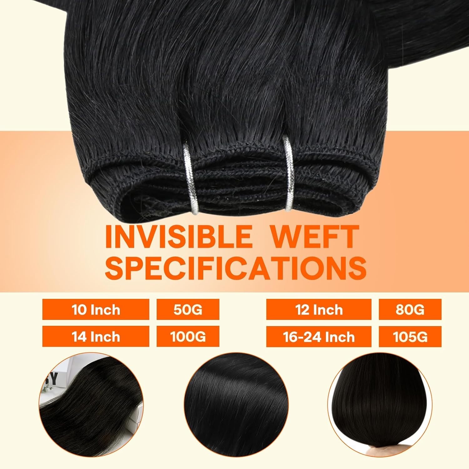 Long Straight Human Hair Weave – 20″ Jet Black Extensions