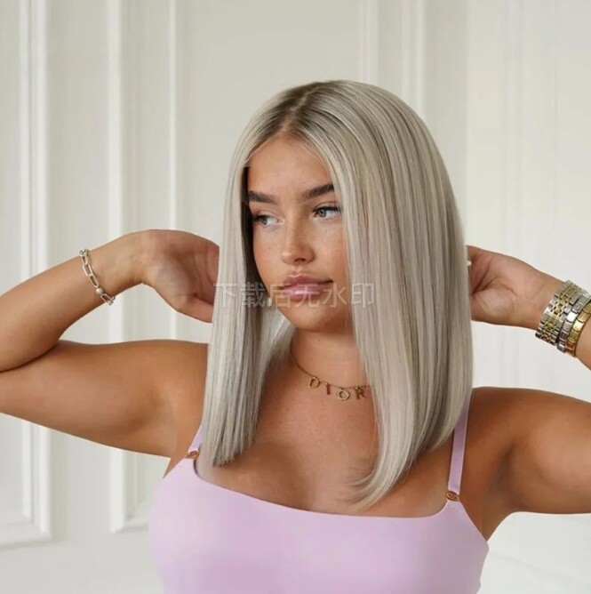 Ashy Blonde Highlights Ombre Human Hair Wig Lace Frontal Wigs for Girls