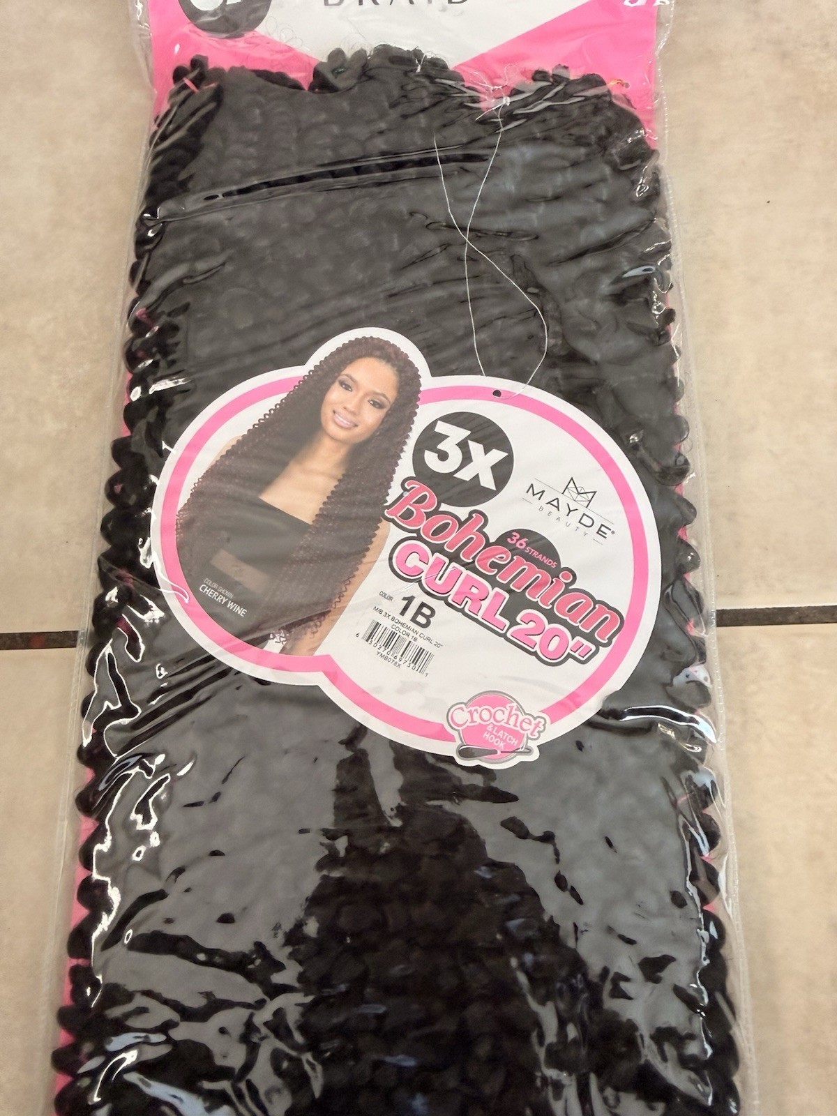 Mayde Beauty 3X Bohemian Curl 20″ 1B Synthetic Crochet Hair Extension