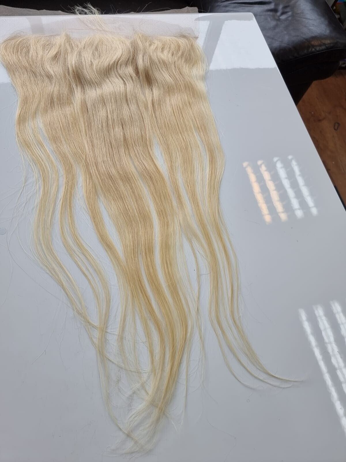 26″EXTRA LONG Brazilian Virgin Human Hair STRAIGHT BLONDE 613# 13X4 Lace Frontal