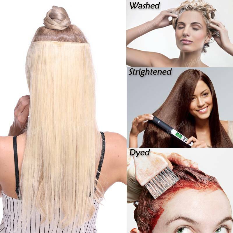 Highlight One Piece Weft With Clips Real Remy Human Hair Extensions Half Head US