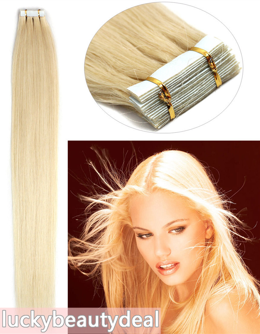 Invisible Tape in Hair Extensions Human Hair Skin Wefts Tape-in Remy Hair Thick