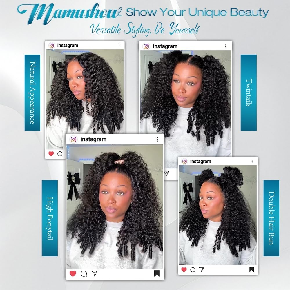 20 Inch V Part Human Hair Wig – Burmese Curly, 180% Density, No Sew, Glueless, C