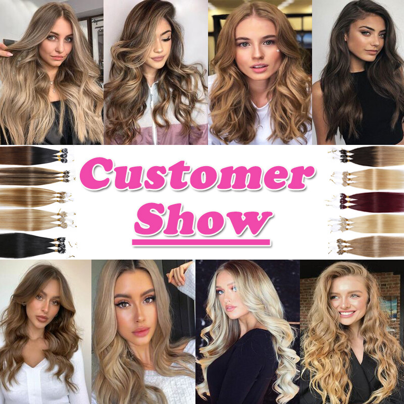Blonde Remy Micro Loop Ring 100% Real Human Hair Extensions Beads Link Bonded US