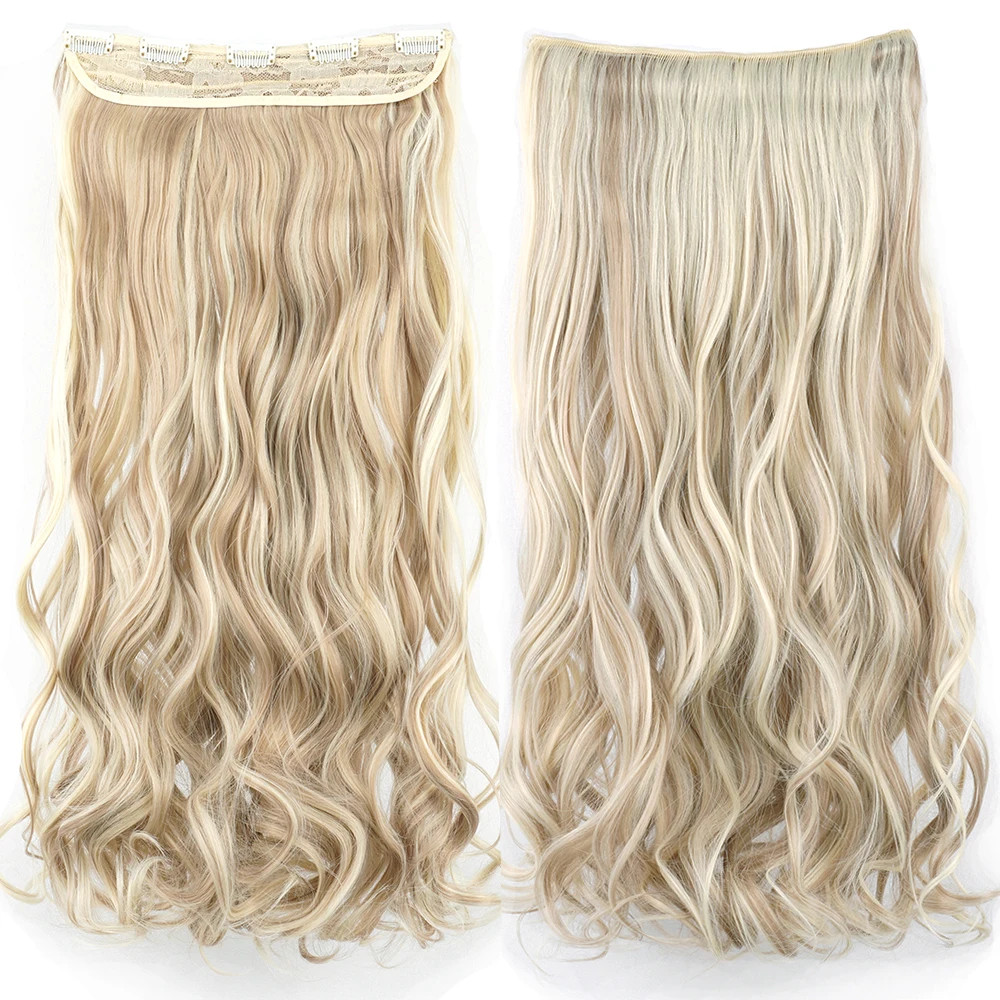Dirty Blonde Curly Clip In Synthetic Hair Extensions Fake Hair Pieces for Women