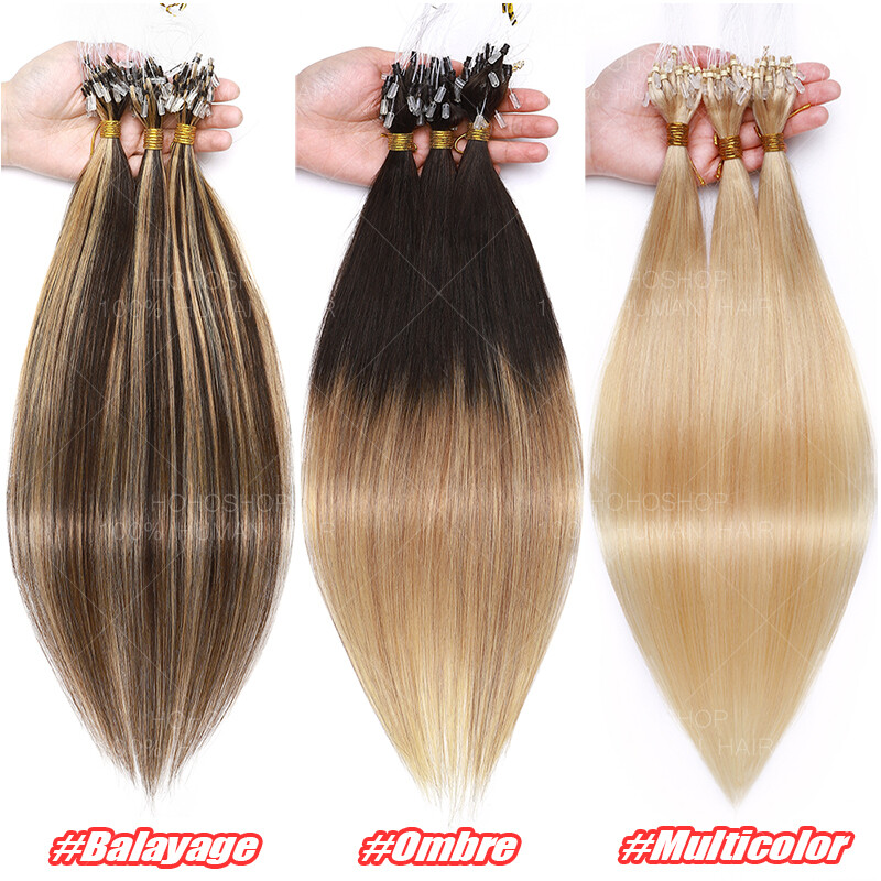 300S Micro Loop Ring Pre Bonded NANO I Tip 100% Remy Human Hair Extensions Ombre