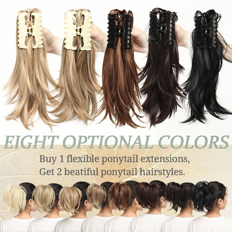 Hair Extensions Ponytail Clip In Natural Claw On Bendable Pony Tail Hair Pieces