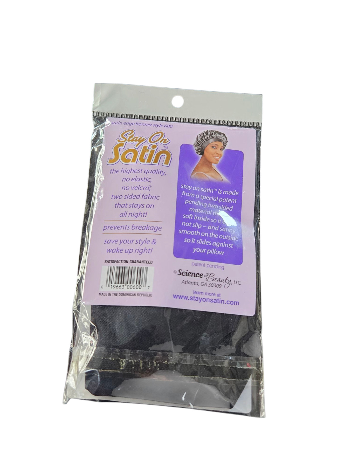 STAY ON SATIN DRAWSTRING BONNET style 600