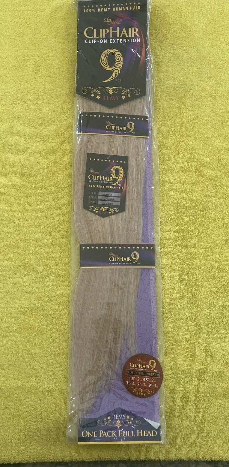 9pcs. Clip on Extensions 100% Remy Human Hair Silky Straight 18″ Color # 12-613