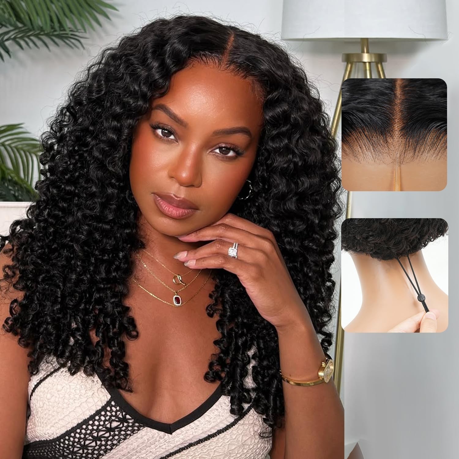 7×6 Curly Glueless Wig Human Hair, Pre-Plucked, 250% Density, 24″ HD Lace Front