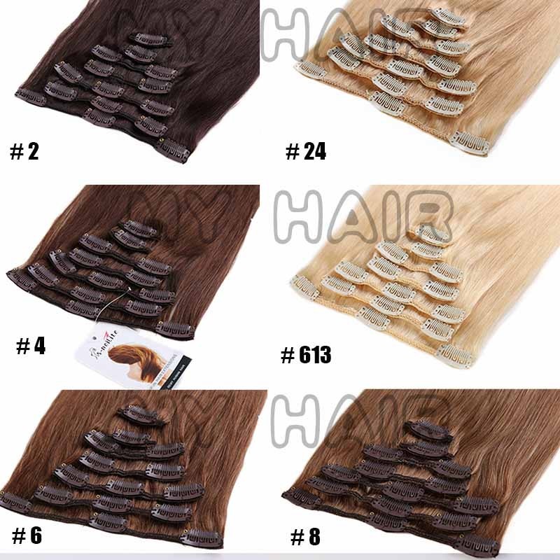 ✿ US Full Head Clip in Remy Human Hair Extensions ✿ 15-26 inch ON SALE MX173