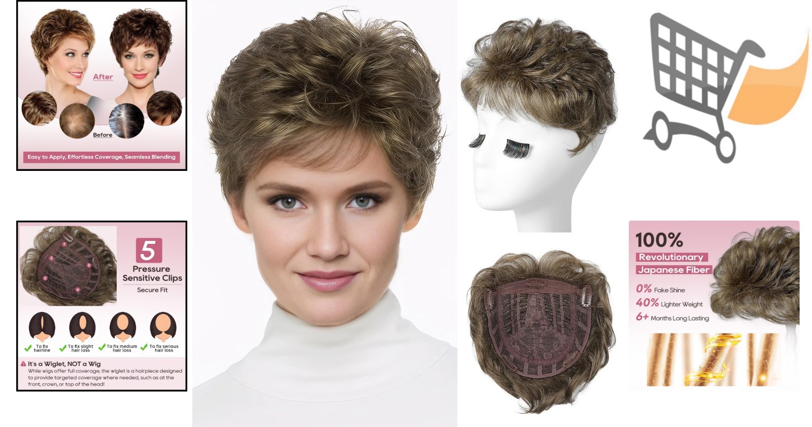 Hair Topper Synthetic Wavy Mid Brown Cover Thinning Hair for Women
