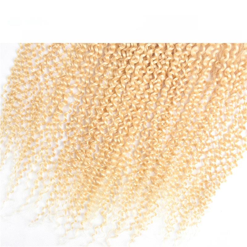 Kinky Curly 613# Brazilian 100% Human Hair Blonde 13X4 Lace Frontal 10-24inch