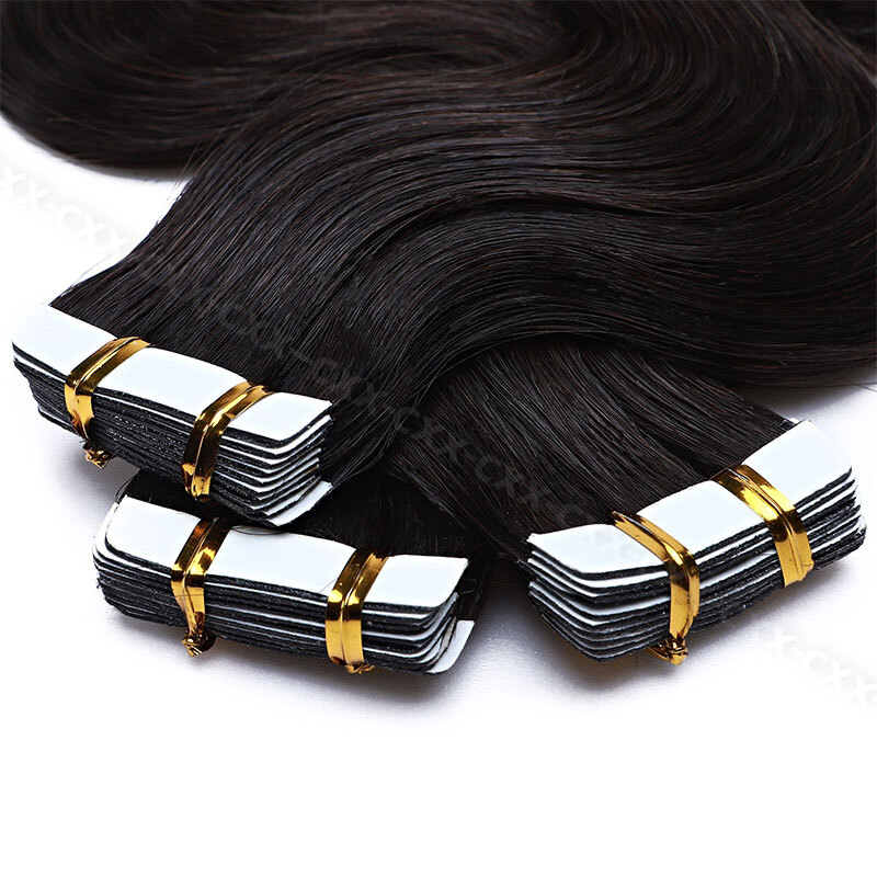 Kinky /Yaki PU Skin Wefts & Tape 100% Remy Human Hair Extensions 20pcs 50g Curly