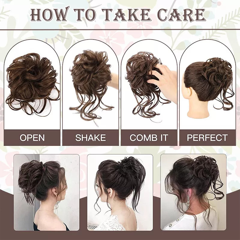 Large Messy Bun Hair Pieces for Women Wavy Curly Fake Hair Bun Extensions Access