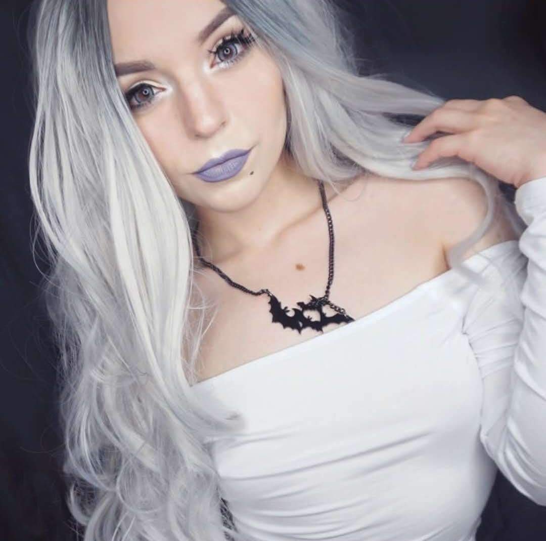 Beautyself Silver Grey Costume Wigs for Women Halloween Curly Long Wavy Fashi…