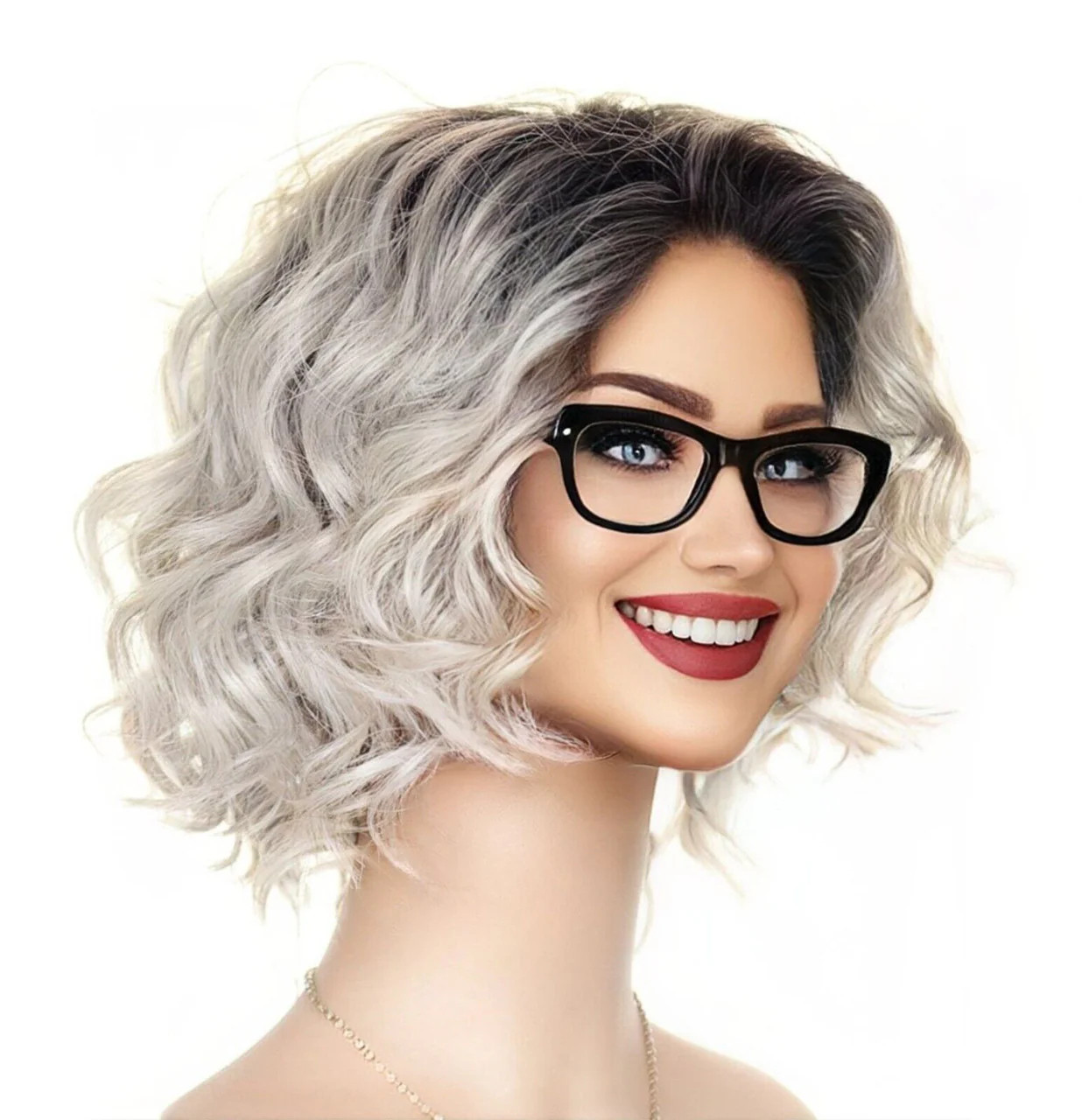 ATTITUDE RENE OF PARIS Orchid Wigs – LACE FRONT – New WAVY SILVER MIST ROOTED