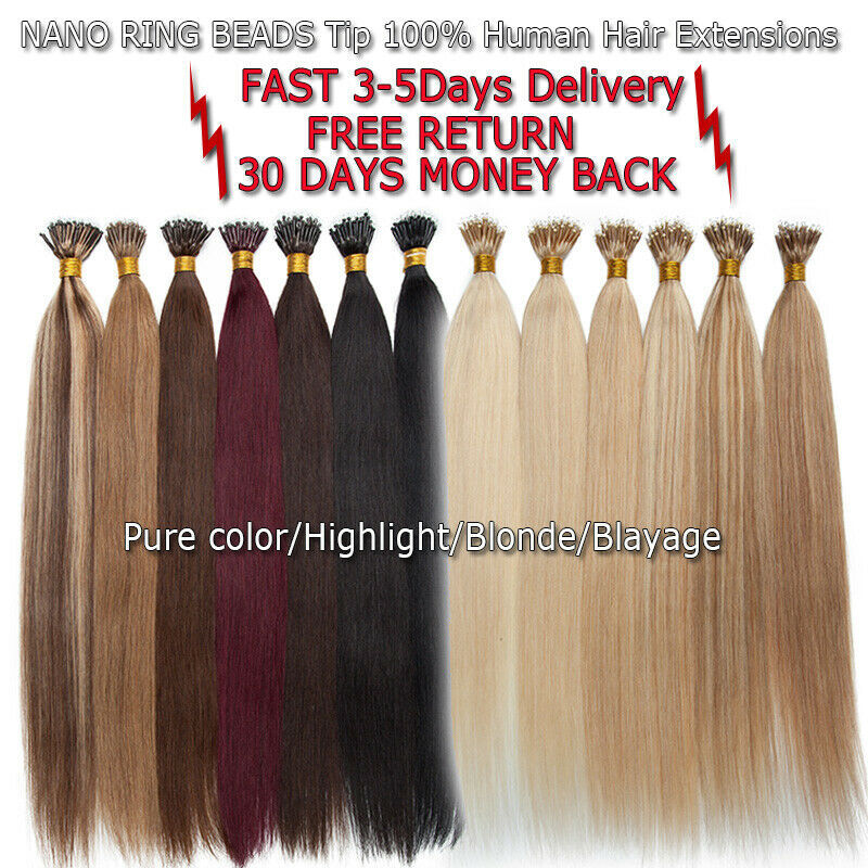 Nano Ring Tip Hair Extensions Micro Beads Link Remy Human Hair Balayage Thick 1g