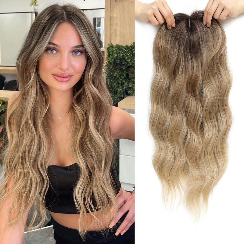 Paneway Hair Topper 20 Inch Wavy Synthetic Clip-In Topper For Women Natural