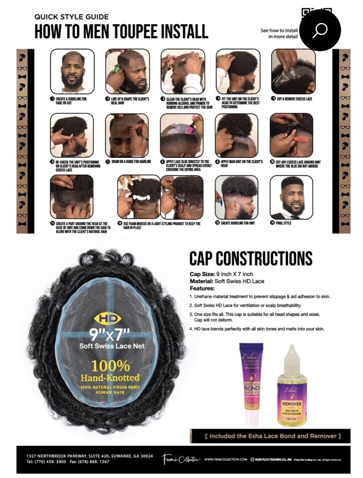 100% Human Hair AFRO LACE UNIT By Femi